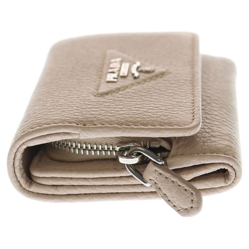 Prada Triangle Logo Trifold Leather Wallet Pink 1mh044 F0nz2