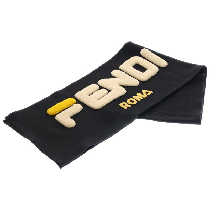 Fendi × Fila Logo Monogram Muffler × Fila Monogram Logo Scarf Shawl Black Brown