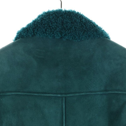 Gucci Mouton Double Riders Jacket Lamb Leather Lined Boa Women's Green 390104