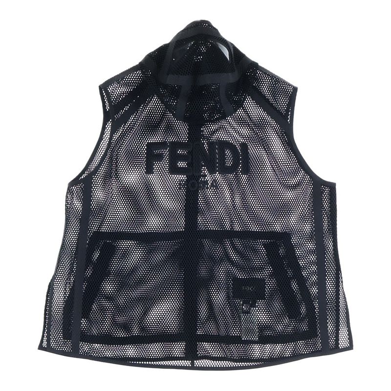 Fendi Sleeveless Mesh Hoodie Zip Up Fendi Monster Black Fw0964 A6ts F0fqa1