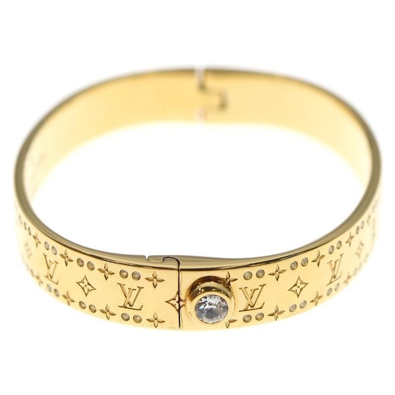 Louis Vuitton Nanogram Strass Rigid Bracelet Bangle Bracelet Gold M64861
