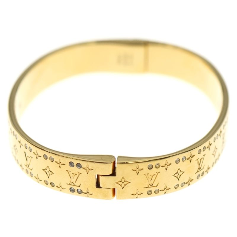 Louis Vuitton Nanogram Strass Rigid Bracelet Bangle Bracelet Gold M64861