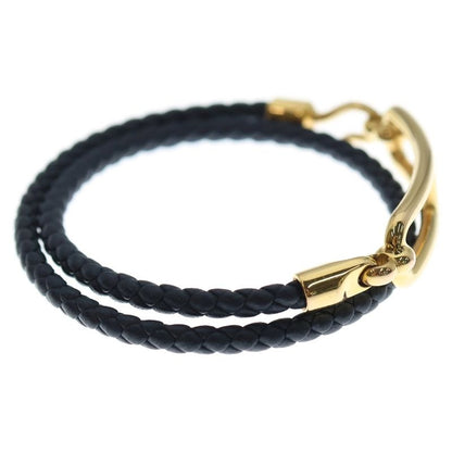 Hermes Lurie Dubretour Bracelet Black and Gold Leather × GP