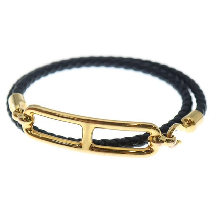 Hermes Lurie Dubretour Bracelet Black and Gold Leather × GP
