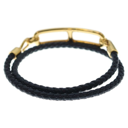 Hermes Lurie Dubretour Bracelet Black and Gold Leather × GP
