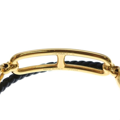 Hermes Lurie Dubretour Bracelet Black and Gold Leather × GP