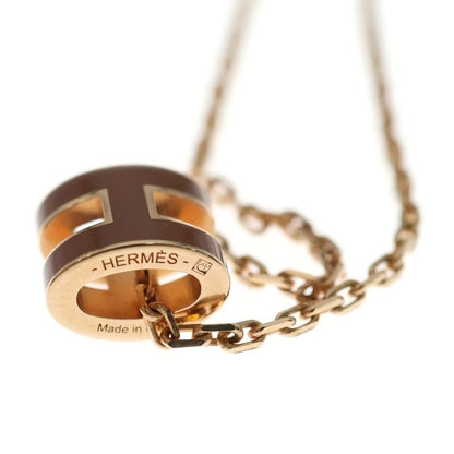 Hermes Pop Ash H Necklace Pendant Chain Pink Gold Pink GP