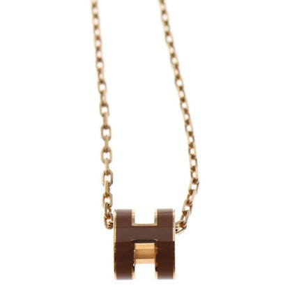 Hermes Pop Ash H Necklace Pendant Chain Pink Gold Pink GP