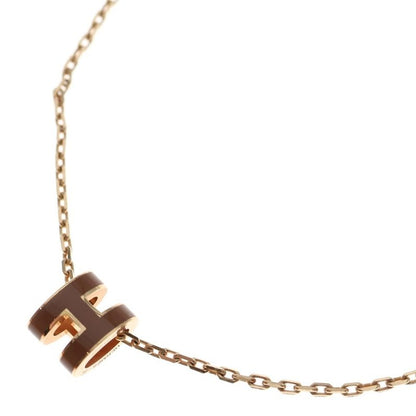 Hermes Pop Ash H Necklace Pendant Chain Pink Gold Pink GP
