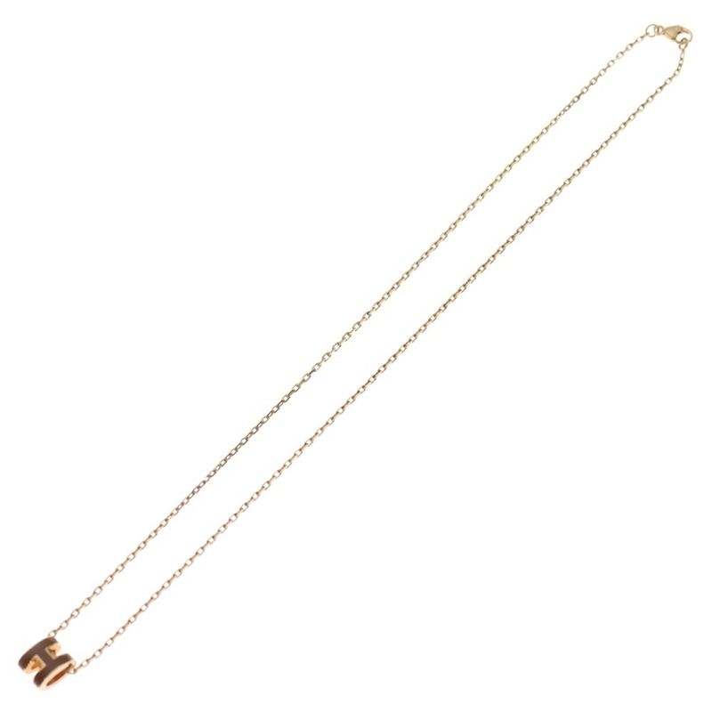 Hermes Pop Ash H Necklace Pendant Chain Pink Gold Pink GP