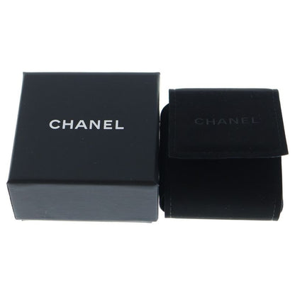 Chanel Coco Mark Camellia Flower Motif Rhinestone Earrings Black and Silver