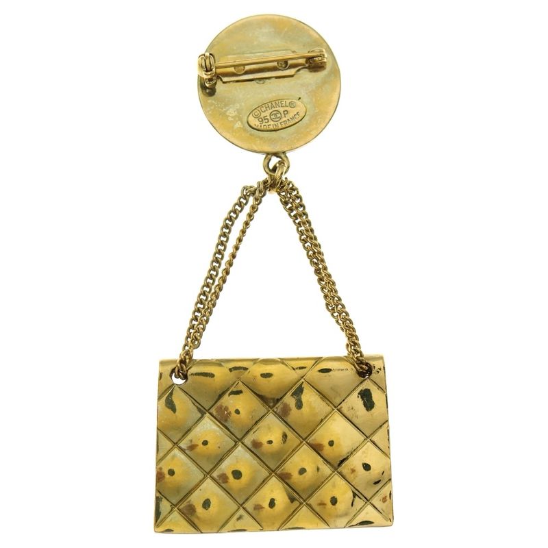 Chanel Matelasse Bag Motif Brooch Pin Badge Gold GP