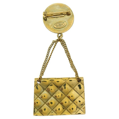 Chanel Matelasse Bag Motif Brooch Pin Badge Gold GP