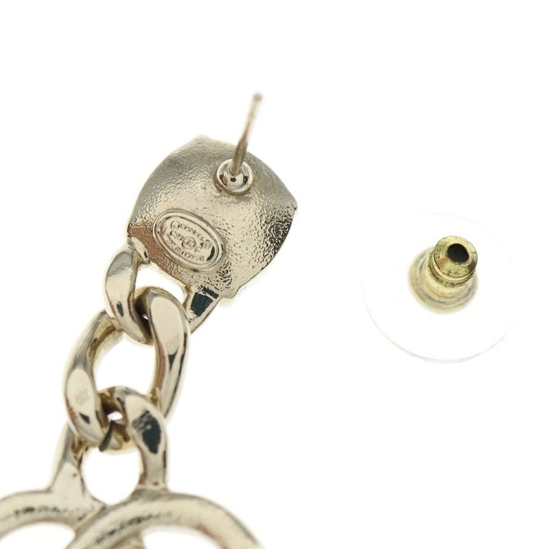 Chanel Coco Rhinestone Earrings Gold