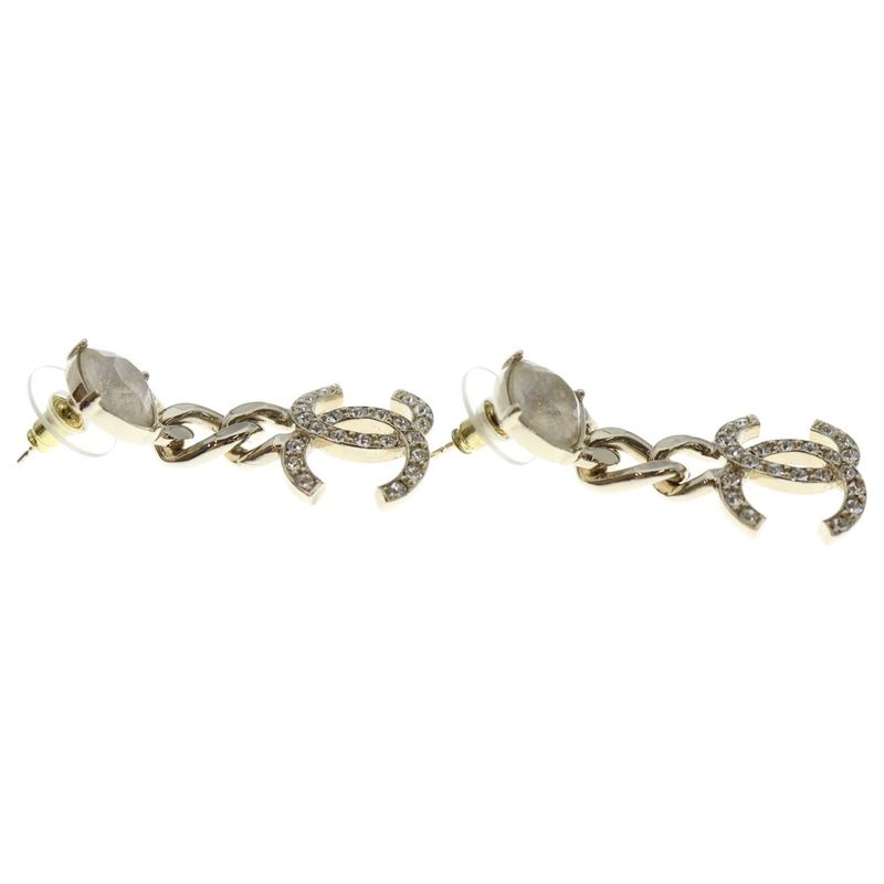 Chanel Coco Rhinestone Earrings Gold