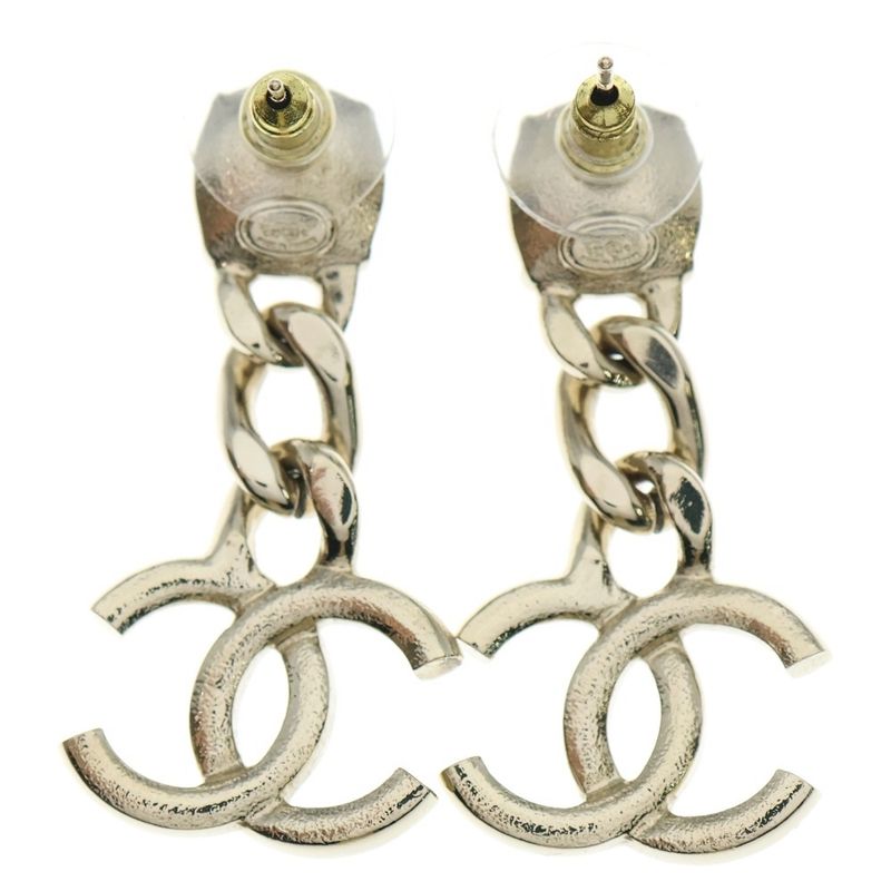 Chanel Coco Rhinestone Earrings Gold