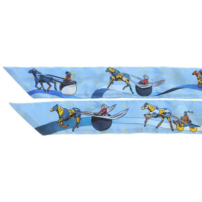 Hermes Twillie Space Derby Silk Scarf Light Blue