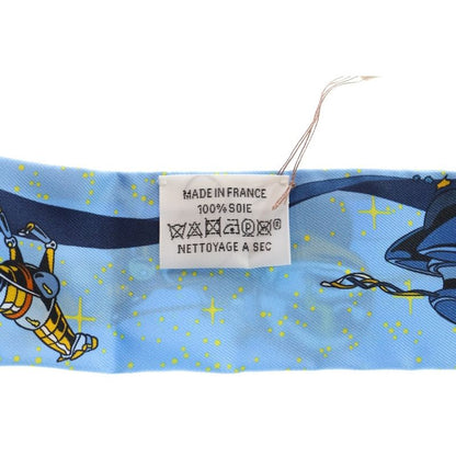 Hermes Twillie Space Derby Silk Scarf Light Blue