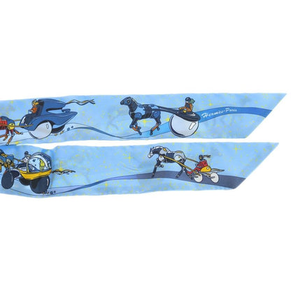 Hermes Twillie Space Derby Silk Scarf Light Blue