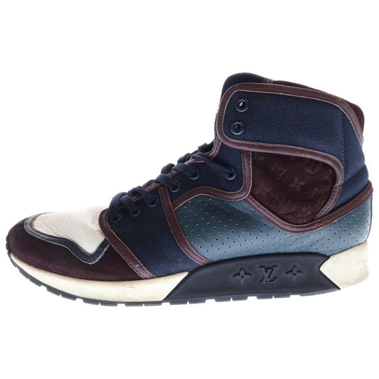 Louis Vuitton Monogram Suede Combi Leather Lace-Up High-Cut Shoes Sneakers