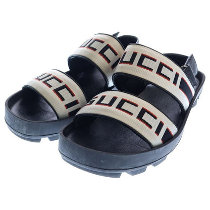 Gucci Logo Belt Leather Strap Flat Sandals Black 523769