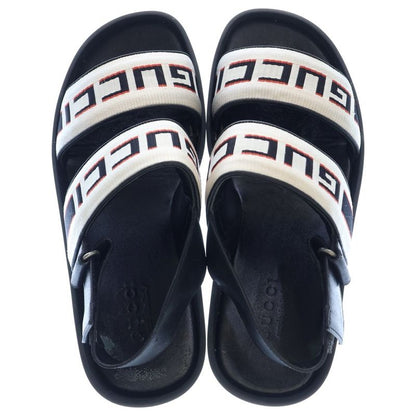 Gucci Logo Belt Leather Strap Flat Sandals Black 523769