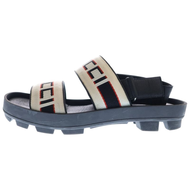 Gucci Logo Belt Leather Strap Flat Sandals Black 523769