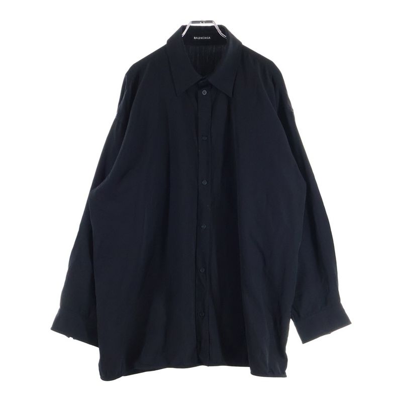 Balenciaga Oversize D Button-Down Long-Sleeved Shirt Black