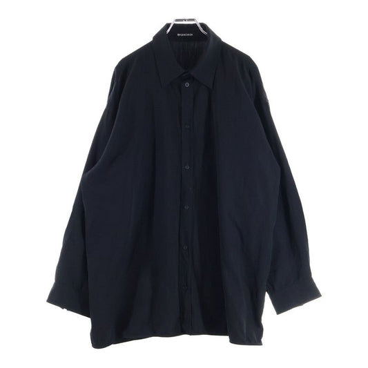 Balenciaga Oversize D Button-Down Long-Sleeved Shirt Black