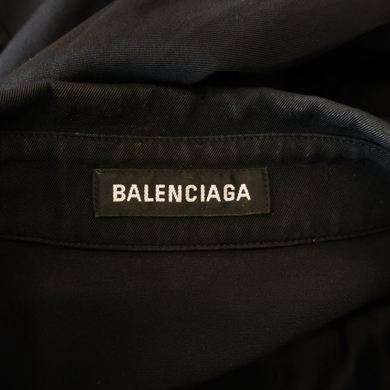Balenciaga Oversize D Button-Down Long-Sleeved Shirt Black