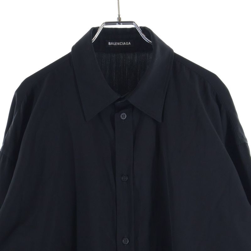 Balenciaga Oversize D Button-Down Long-Sleeved Shirt Black