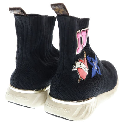 Louis Vuitton Black Heart Line Wappen Logo High Cut Shoes Socks Sneakers Black