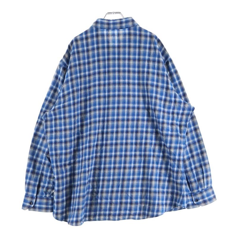 Celine 21ss Loose Shirt in Checked Cotton Loose Long Sleeved Shirt Blue