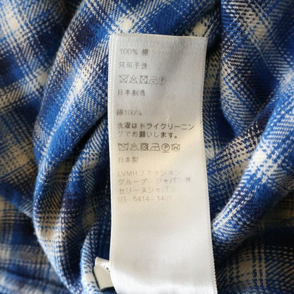 Celine 21ss Loose Shirt in Checked Cotton Loose Long Sleeved Shirt Blue