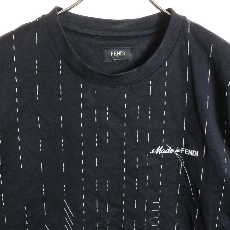 Fendi 24ss Stitch Design Logo Embroidery Crew Neck Short Sleeve T-Shirt Cut and