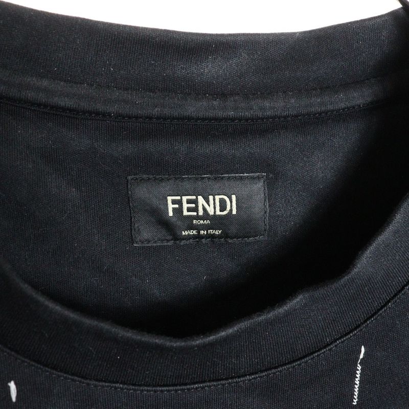 Fendi 24ss Stitch Design Logo Embroidery Crew Neck Short Sleeve T-Shirt Cut and