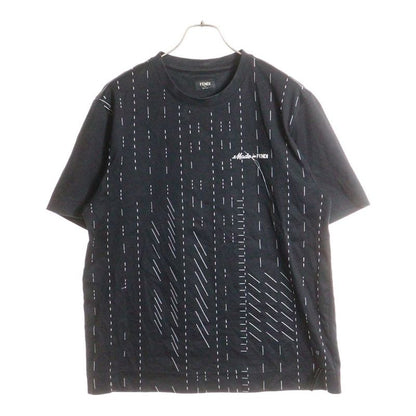 Fendi 24ss Stitch Design Logo Embroidery Crew Neck Short Sleeve T-Shirt Cut and