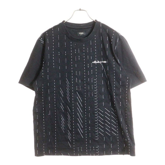 Fendi 24ss Stitch Design Logo Embroidery Crew Neck Short Sleeve T-Shirt Cut and
