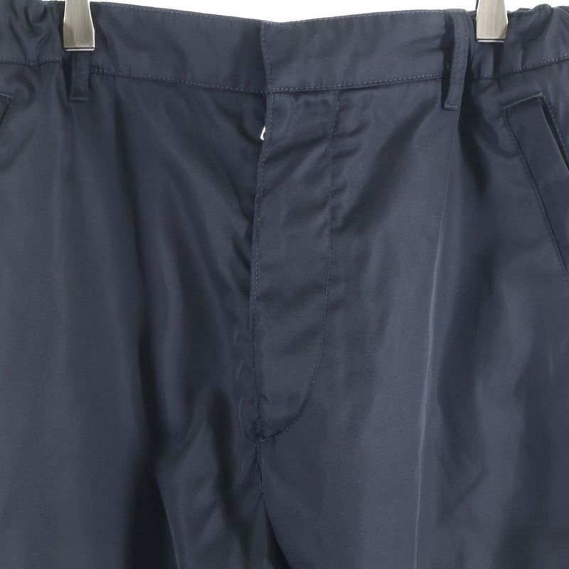 Prada Triangle Logo Draw Cord Zip-Up Linen Trouser Pants Black Sph66 S202 1wq8