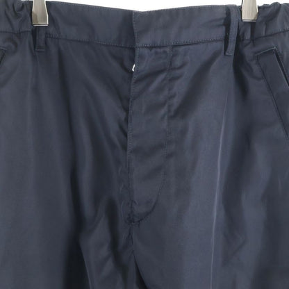 Prada Triangle Logo Draw Cord Zip-Up Linen Trouser Pants Black Sph66 S202 1wq8