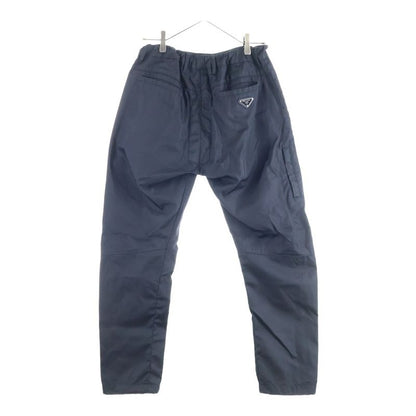 Prada Triangle Logo Draw Cord Zip-Up Linen Trouser Pants Black Sph66 S202 1wq8