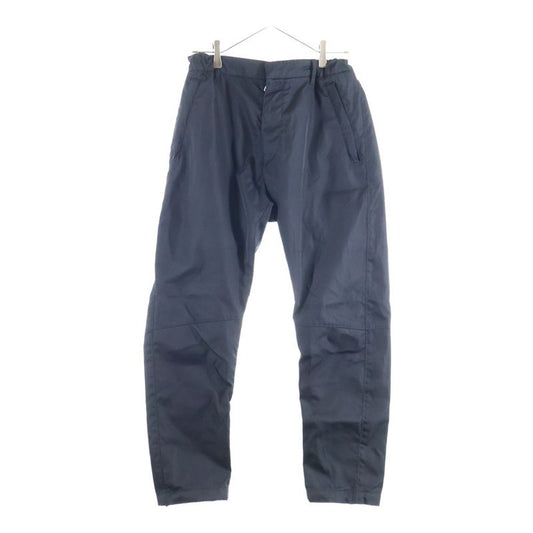 Prada Triangle Logo Draw Cord Zip-Up Linen Trouser Pants Black Sph66 S202 1wq8