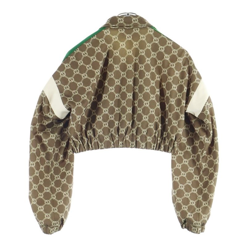 Gucci Interlocking G GG Pattern Zip Up Track Jacket Women Brown 671495 Xjd1g