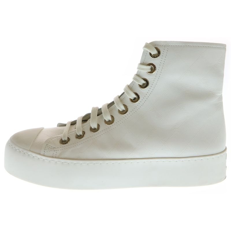 Chanel Lace-Up High-Cut Sneakers White G46369