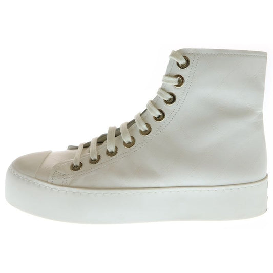 Chanel Lace-Up High-Cut Sneakers White G46369