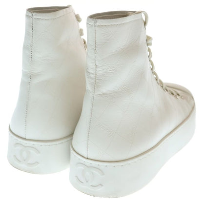 Chanel Lace-Up High-Cut Sneakers White G46369