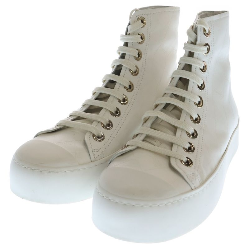 Chanel Lace-Up High-Cut Sneakers White G46369