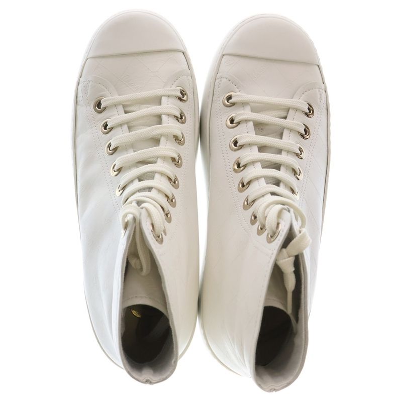 Chanel Lace-Up High-Cut Sneakers White G46369