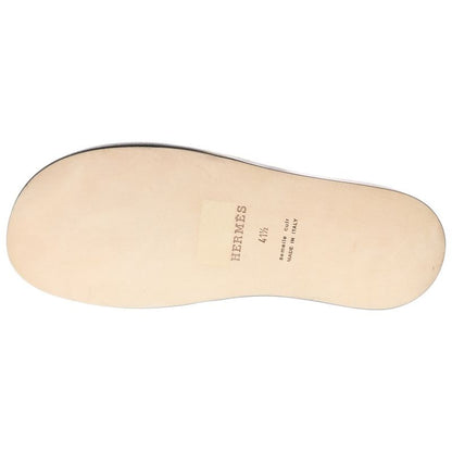 Hermes Izmir H Logo Leather Flat Sandals Shoes Black