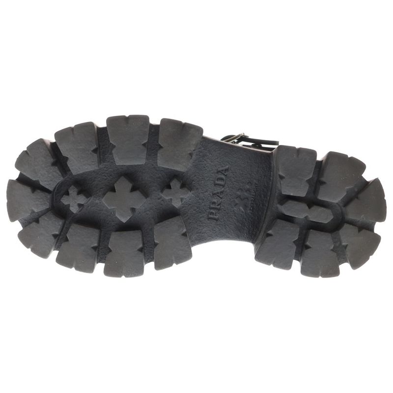 Prada Monolith Triangle Logo Plate Rubber Strap Sandal Black Women 2x3083